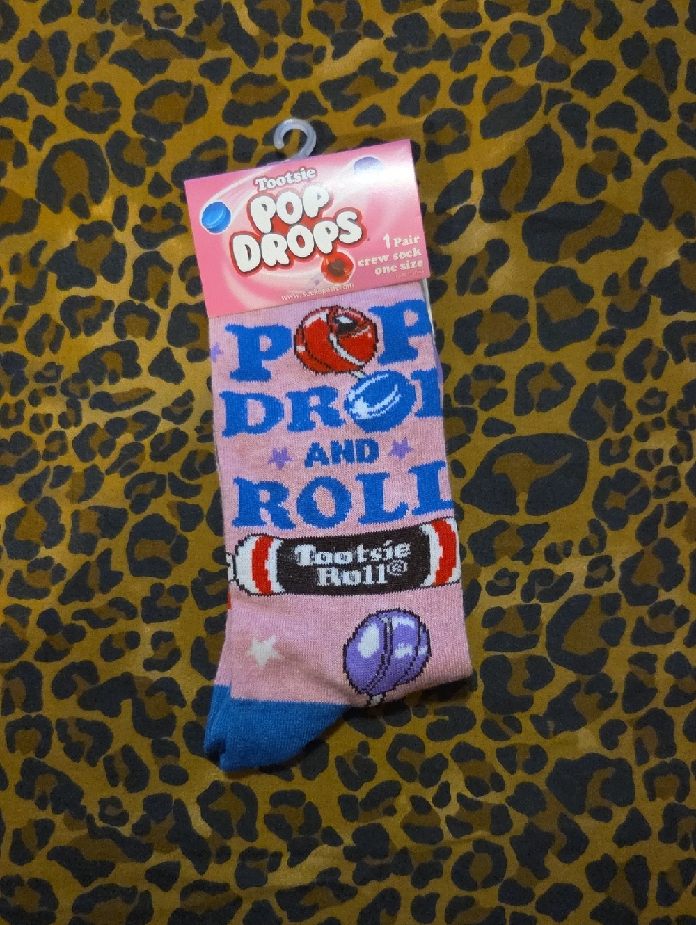 Tootsie Pop Drops Pink Crew Socks with Candy Graphics